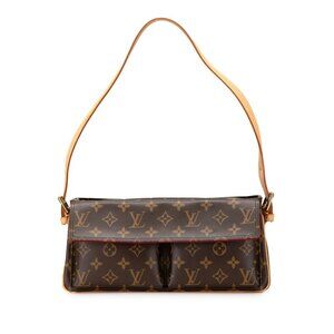 LOUIS VUITTON Authentic Brown Monogram Leather Shoulder Bag